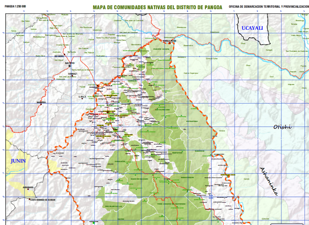 MAPA DE COMUNIDADES NATIVAS DEL DISTRITO DE PANGOA