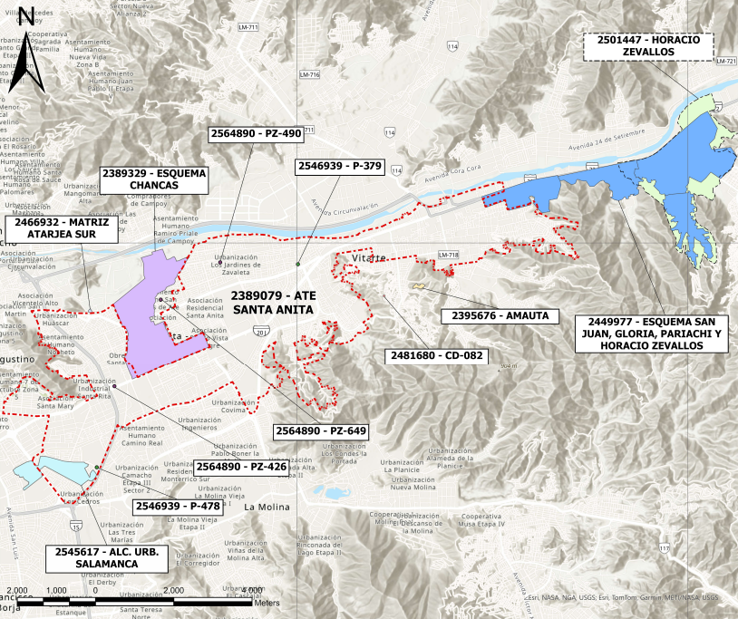 Mapa de Superposición de Proyectos respecto al Proyecto Ate Santa Anita